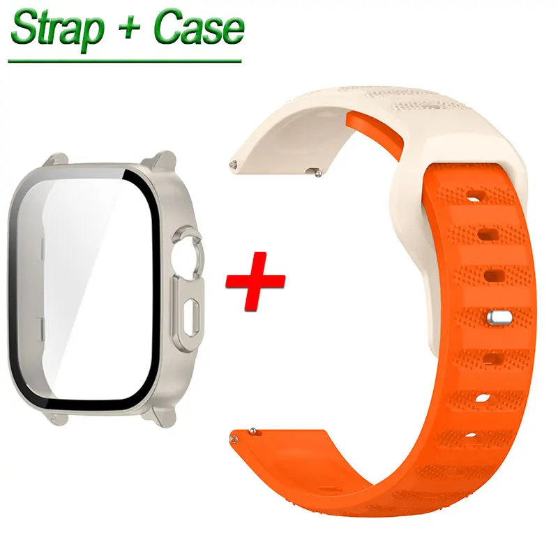 Silicone Strap and Tempered Glass Shell with Soft Bracelet Band for Smart Watch - Stylish Protective Accessories
