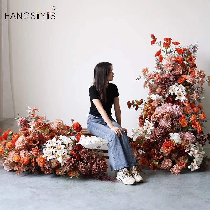 

Autumn Custom Artificial Flower Rows Floral Arrangement Wedding Arch Hang Flowers Backdrop Wall Props Home Decor Window Display