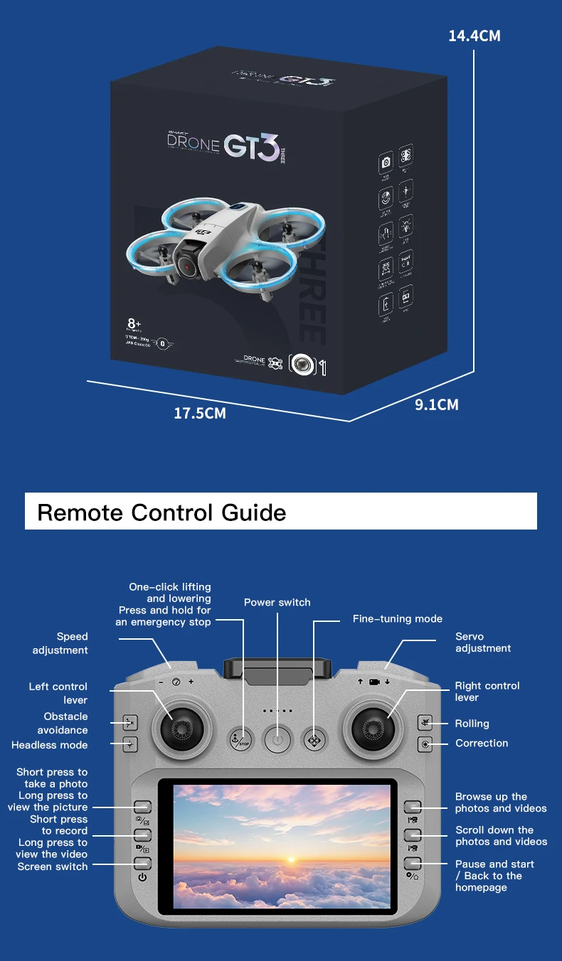 2025 GT3 RC Drone 8K 5G Professional HD Aerial Photography Obstacle Avoidance Remote Control Aircraft Dual Camera Quadcopter