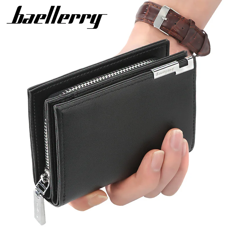 Fashionable Short Men's Wallet Leisure Accordion Card Case Big Zip Money Clip