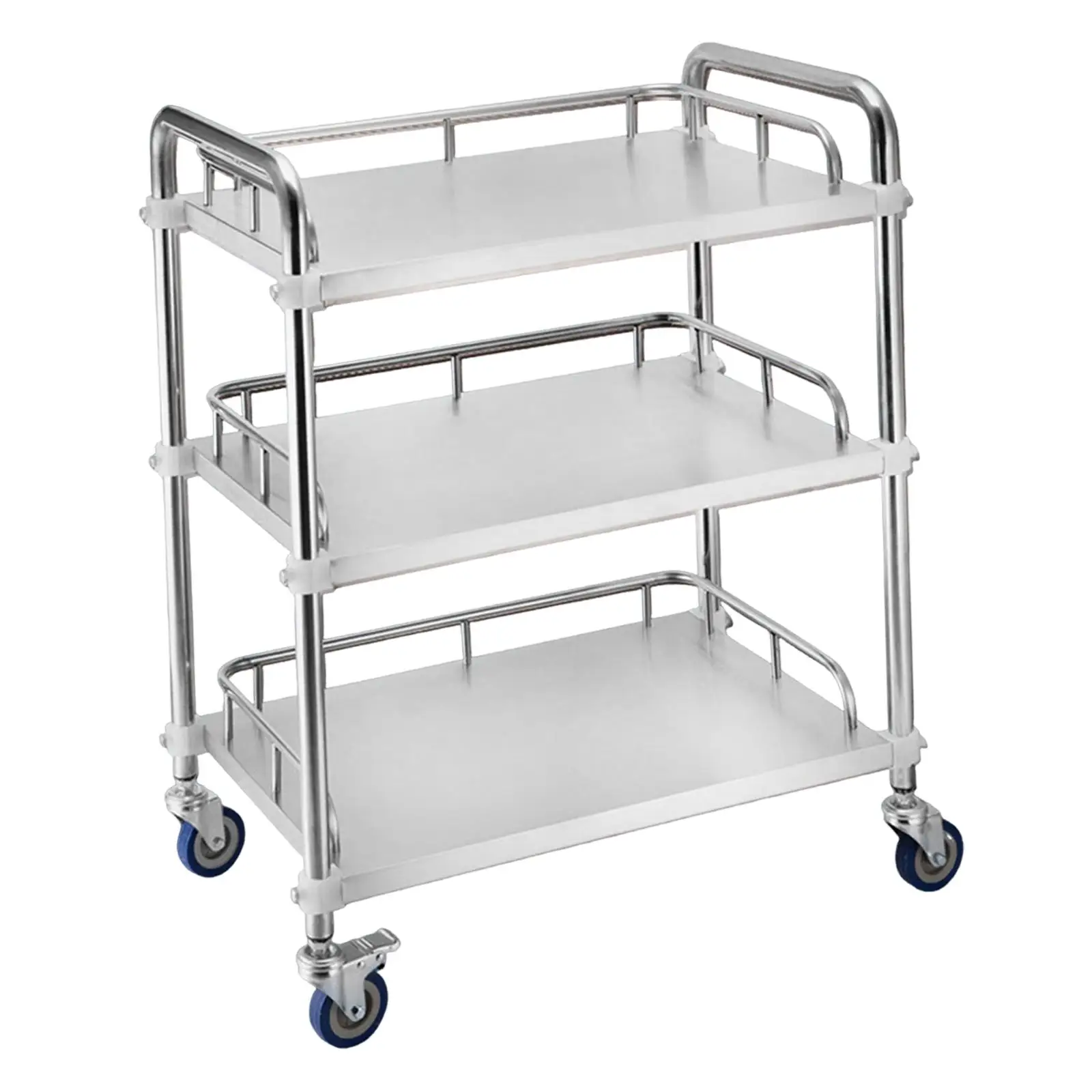 Mobile Lab Utility Cart with 4 Brake Casters Kitchen Trolley Multifunctional