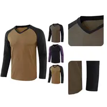 

Excellent Man Tops Super Soft Long Lasting Male Contrast Color Round Neck T-shirt Men T-Shirt Men Blouse