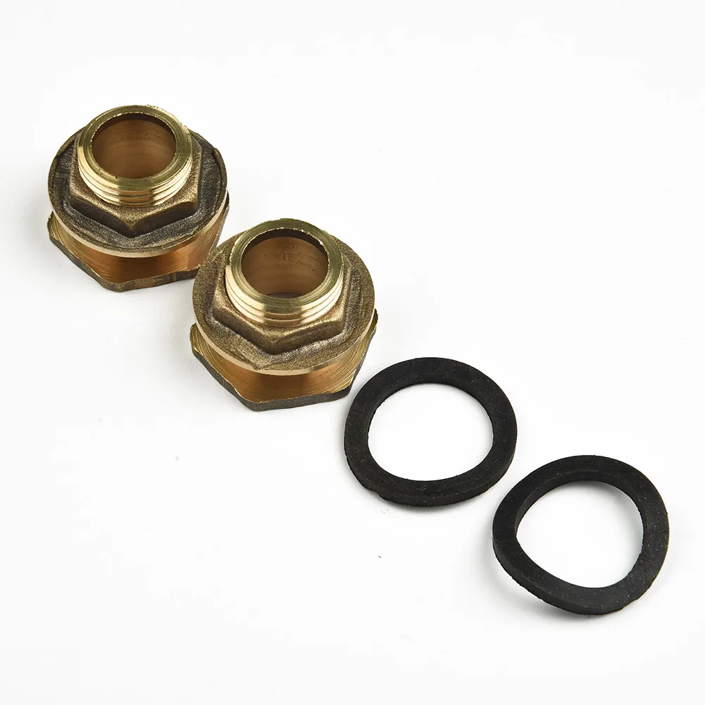 

2PCS Water Tank Connection 1/2 20mm Or 3/4 25mm Brass Container Screw Connector Rain Pipe Barrel Buckets