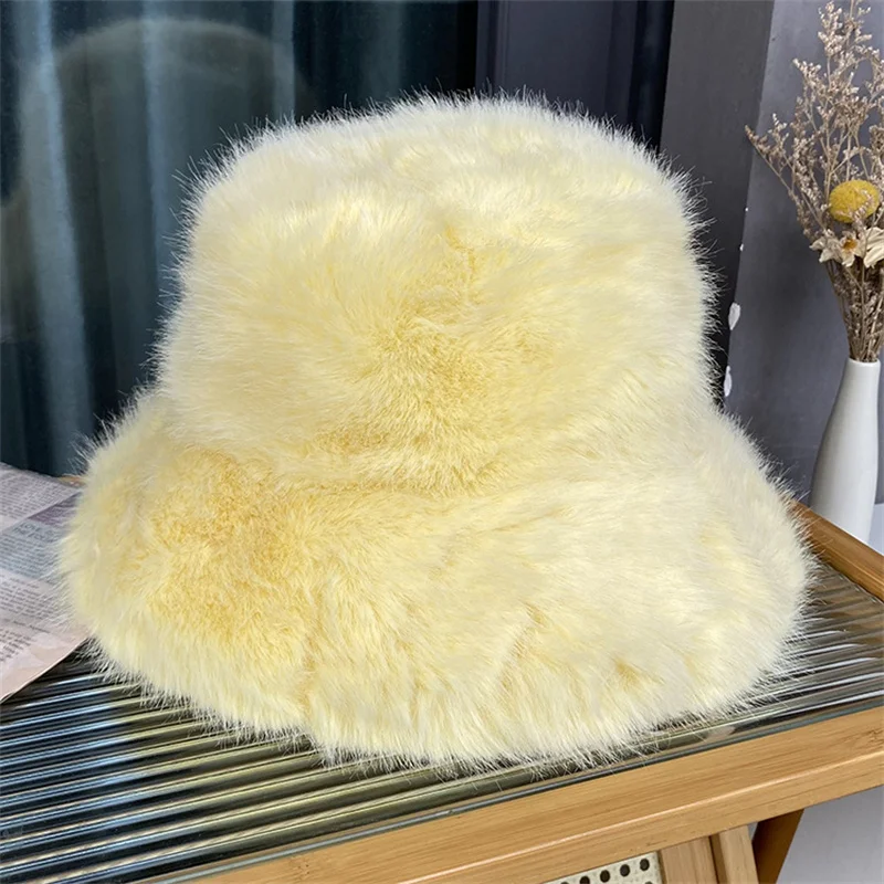 Faux Fur Bucket Hat for Women Luxury Plush Fisherman's Hat Warm Winter Fisherman Colorful and Gorgeous Fisherman hat bucket hats