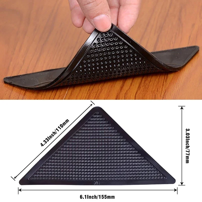 8Pcs Set Triangle Washable Rug Gripper Anti-Slip Reusable Rubber Mat Non Slip Patch Tape For Tile Floors Carpets Corners Pad