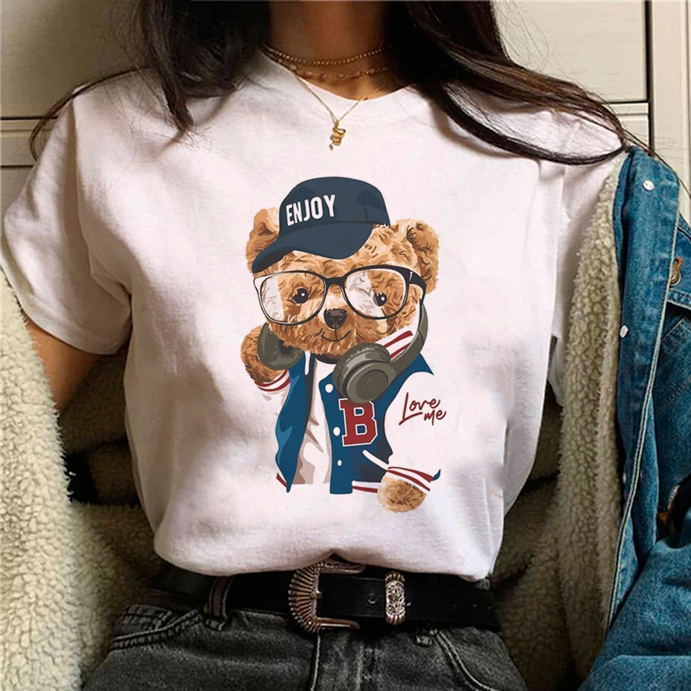 

Bear Tee women Japanese anime graphic t shirt girl y2k Japanese clothes