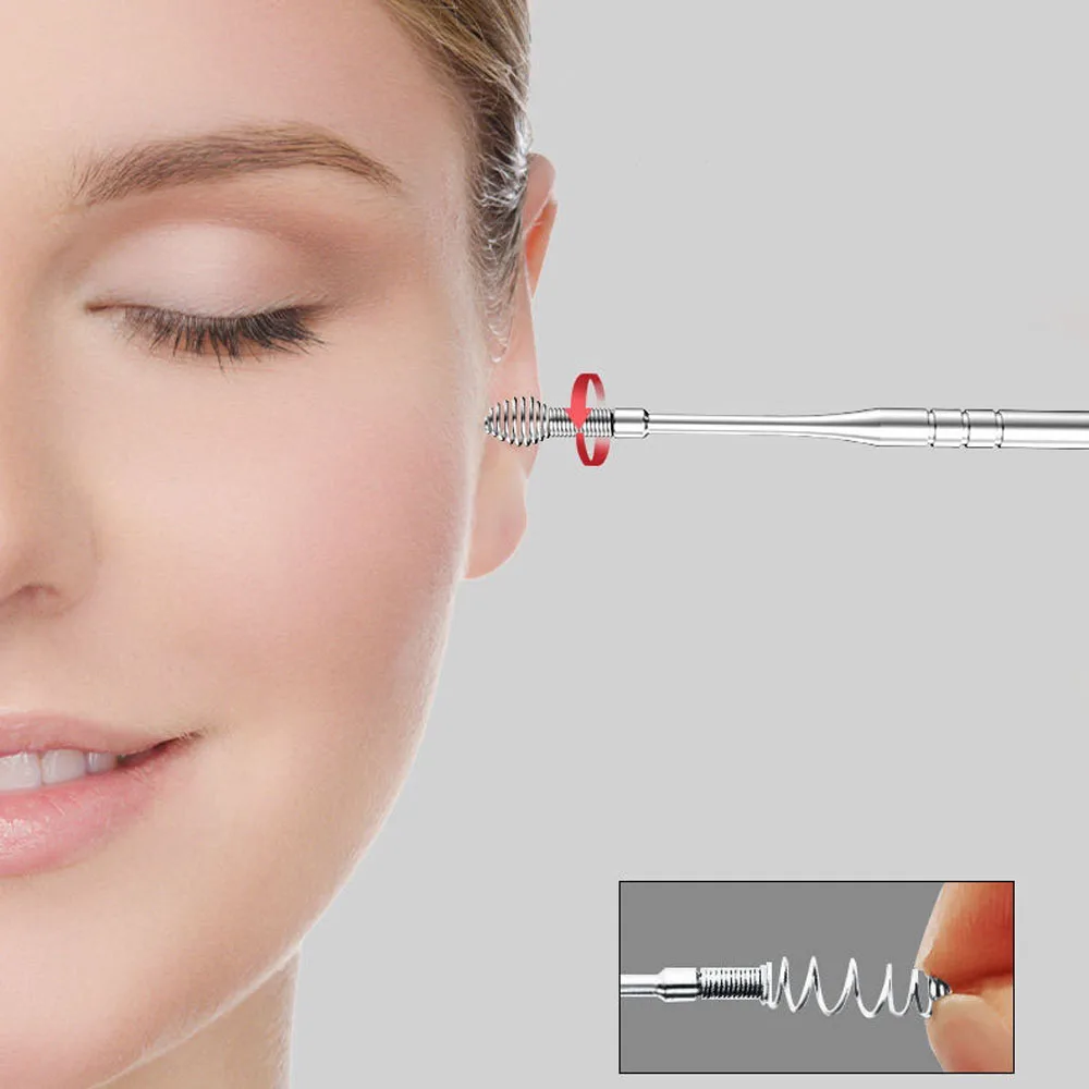 Stainless Steel Professional Massage Reusable Spiral Ear Wax Remover Earpick Ear Care Tools Ear Canal Cleaner