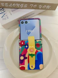 Korean Aesthetic Kawaii Floral Wrist Strap Phone Case for Z Flip8 (G)
