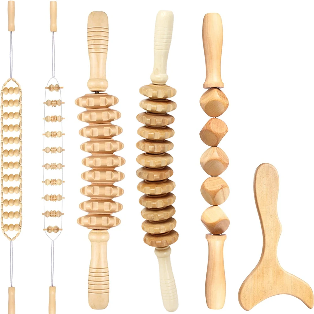 Wood Therapy Massage Tools Manual Gua Sha Accessories Anti Cellulite Massage Roller Tool Wooden Cube Massager