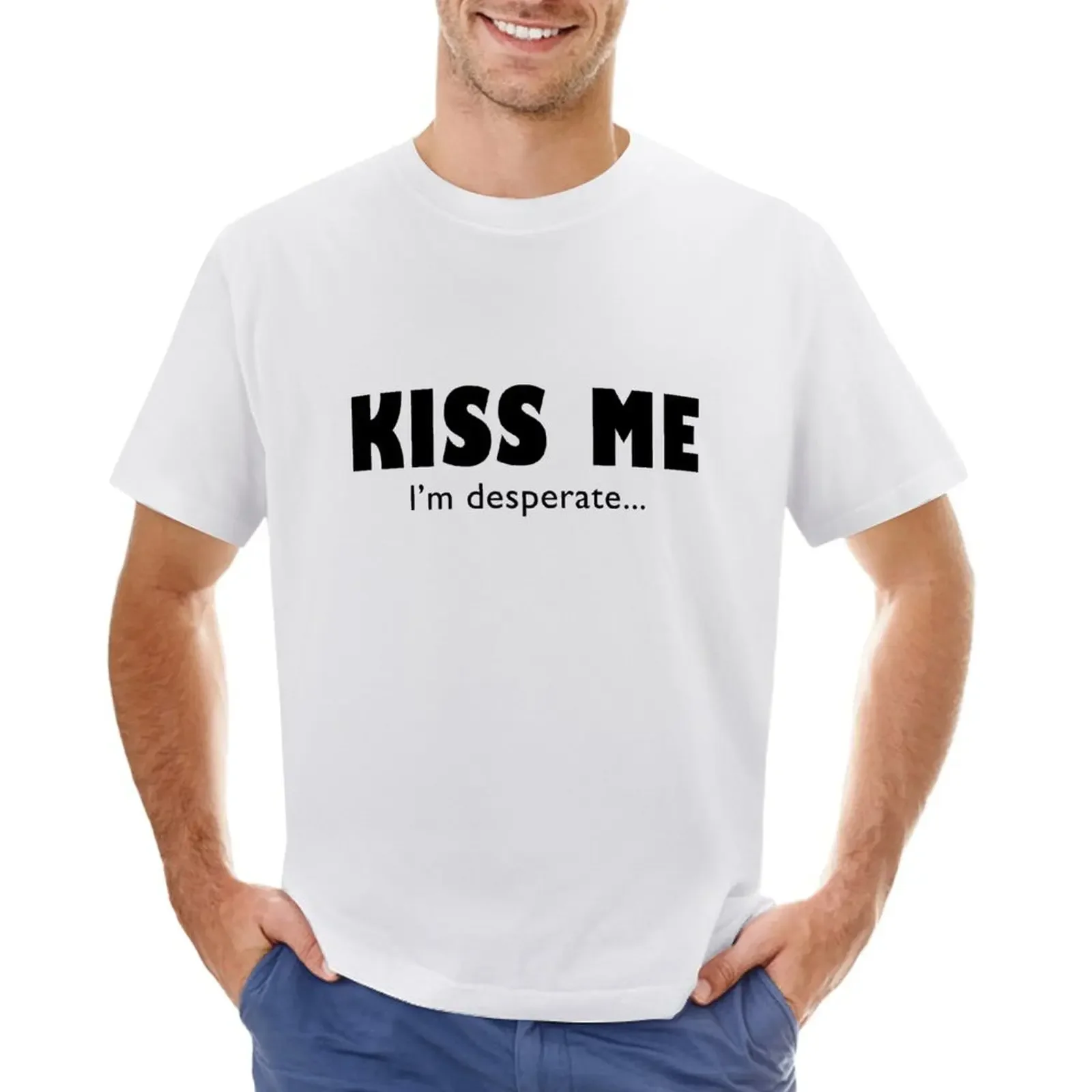 

Kiss Me I'm Desperate T-shirt boys animal print blacks aesthetic clothes customizeds Men's t shirts