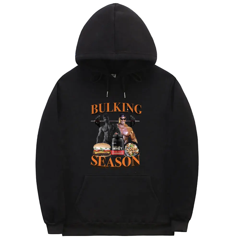 

Bulking Season Funny Meme Graphic Hoodie Men Women Fitness Gym Casual Fleece Cotton Sweatshirt Men Fashion Oversized Streetwear