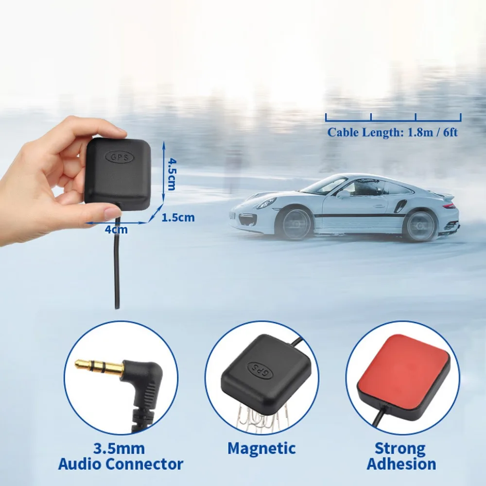 Car Dash Cam GPS Antenna Vehicle Waterproof Hidden Adhesive Mount 3.5mm Plug GPS Antenna for Car Dash Cam