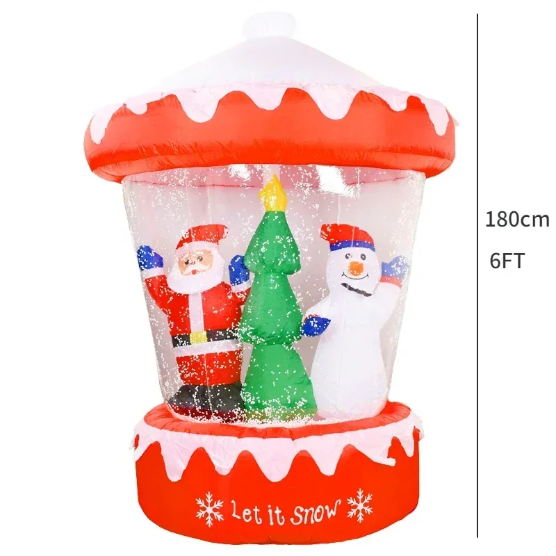 1.8m Christmas Decoration Inflatable Hot Air Balloon Snowflake Santa Snowman Inflatable Toy Outdoor Garden New Year Party Decor