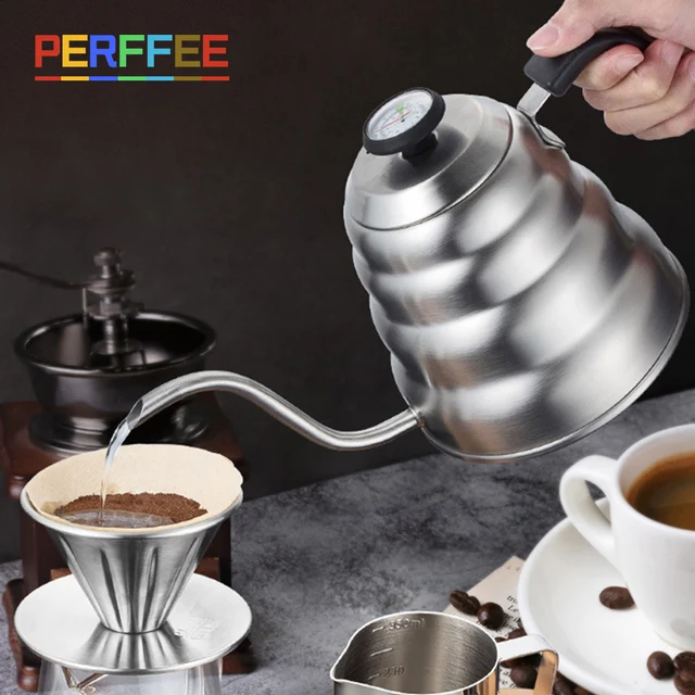 Brew the Perfect Cup with the Coffee Drip Kettle Pot with Thermometer