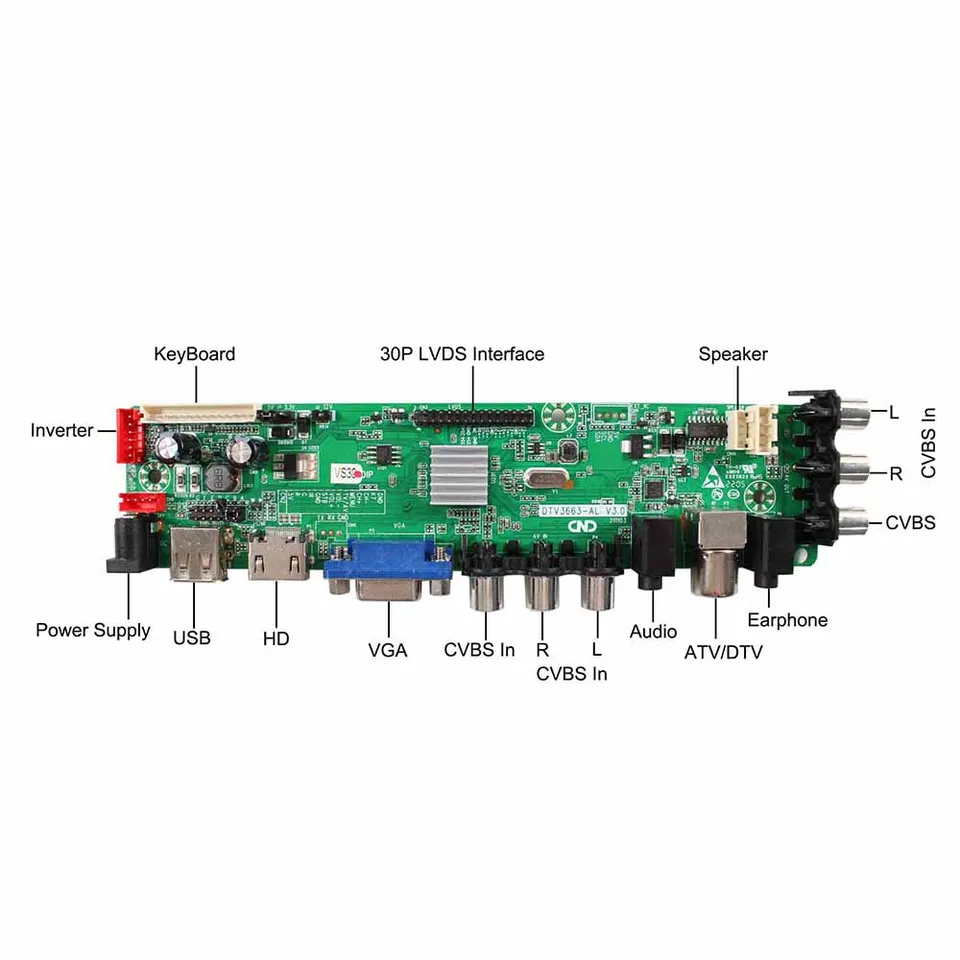 LCD Control Board For G190EG01 & M170EG02 – TV HD VGA AV USB – 1280x1024