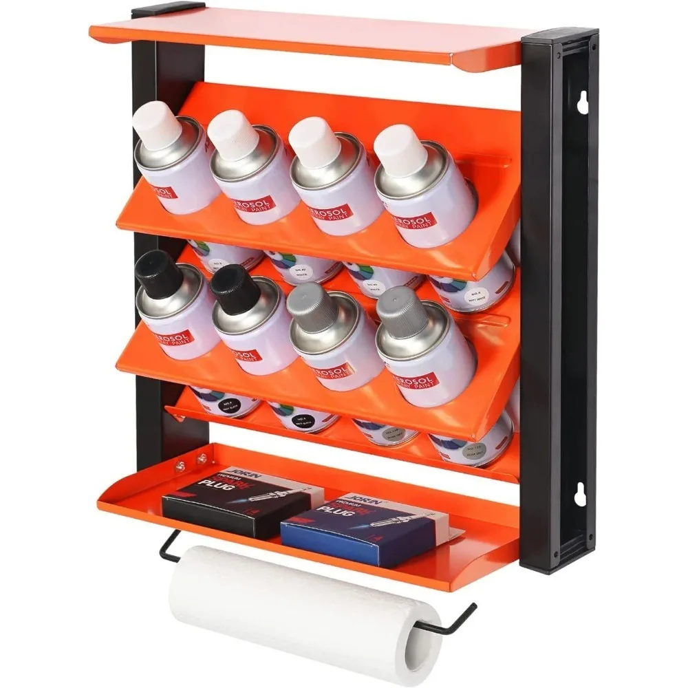 Spray Can Holder Wall Mounted Multilayer Spray Bottle Storage Rack Hangable Paper Towel Utility Tool Cabinet Garage Workshop tool organizer