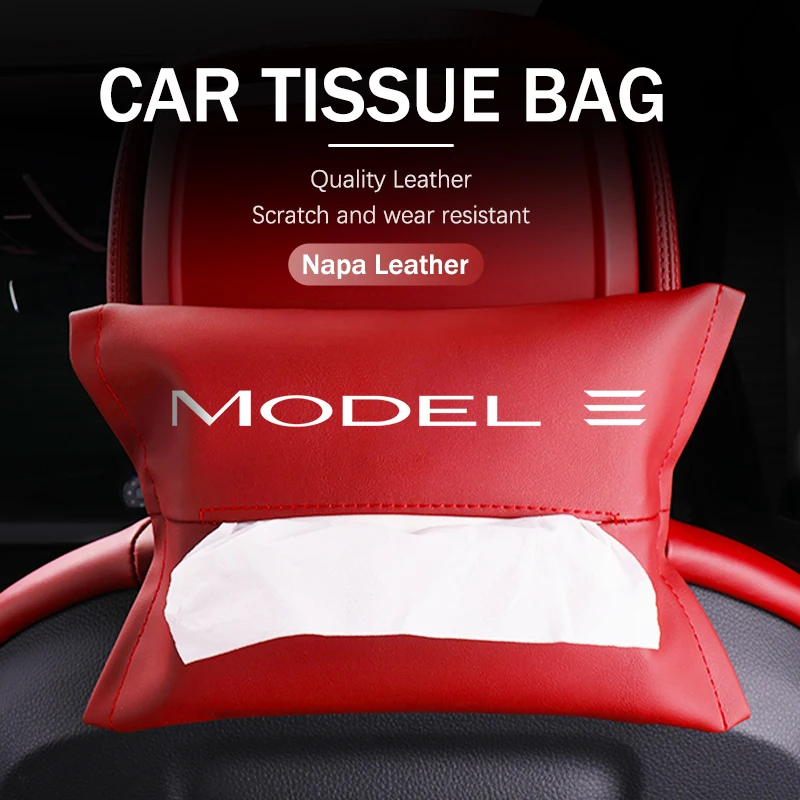 1/2PCS 자동차 티슈 박스 인테리어 가죽 종이 티슈 보관함 테슬라 모델 3 Y X S ModelY 로드스터용 자동차 액세서리