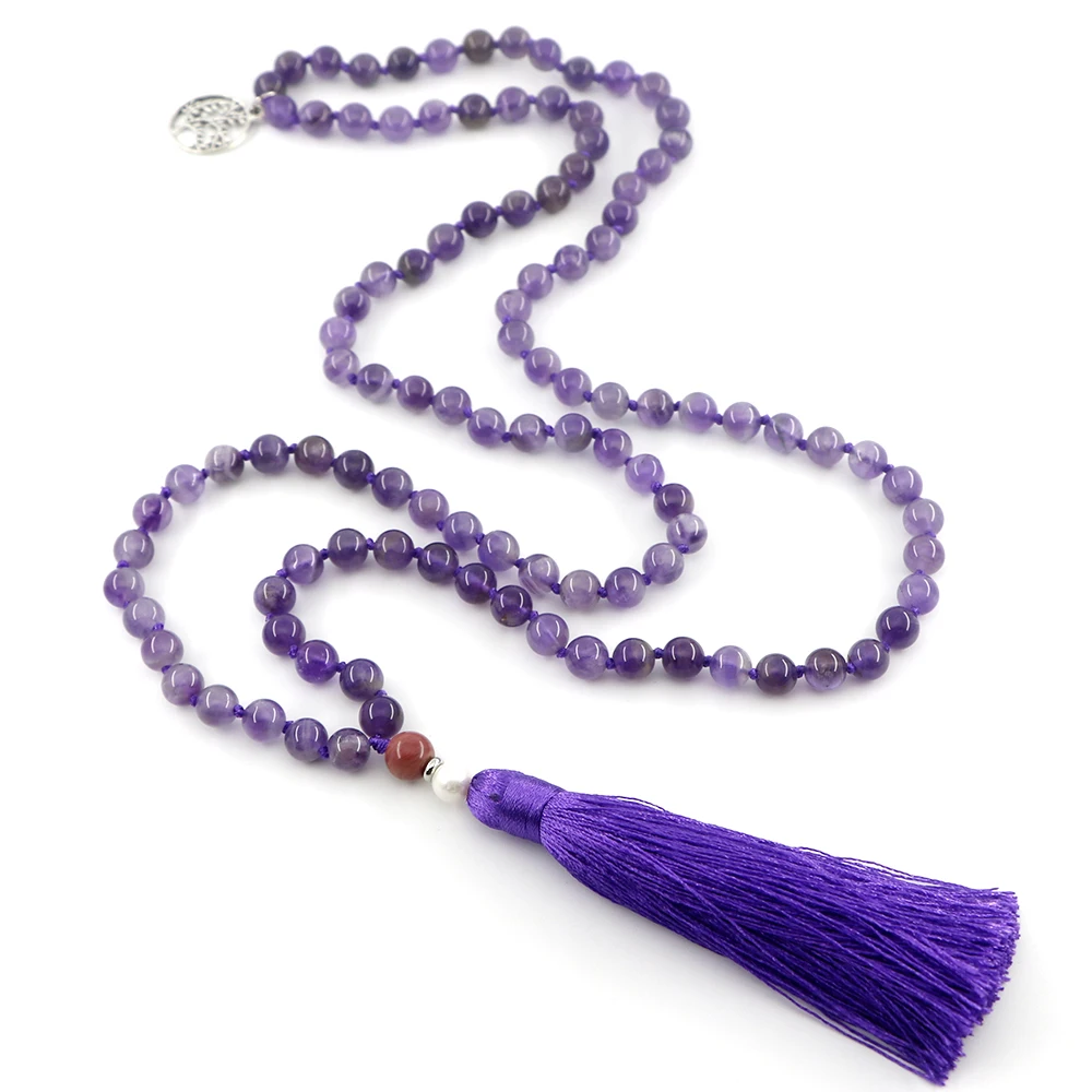 

Женское колье с натуральным фиолетовым аметистом