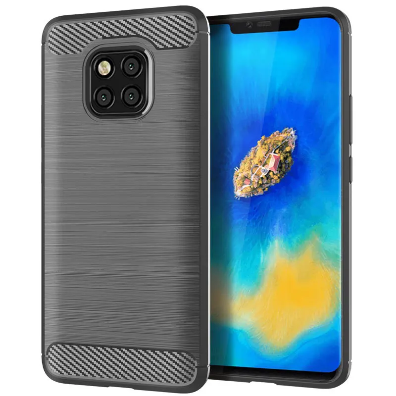Carbon Fiber Shockproof Silicone Bumper Case - Sleek Protective Back Cover