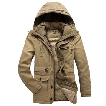 Parka termico invernale uomo classico cappotto militare retrò caldo con cappuccio addensare Parka Plus Fleece Winter Parka Top abbigliamento uomo 1