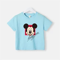 Mickey Mouse Children's Cotton Short sleeved Top Summer Children's T-shirt Boys and Girls Heart Soft Clothes Birthday Gift 2