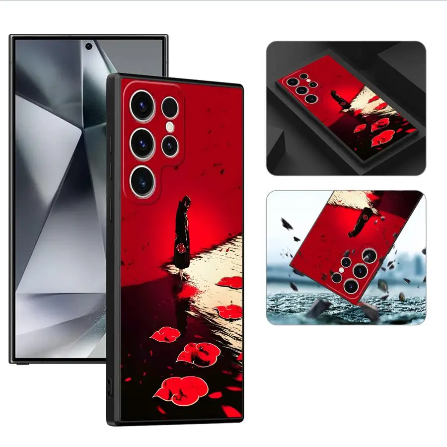 Black Soft Phone Cover Case with Handsome Red Uchiha Itachi Design