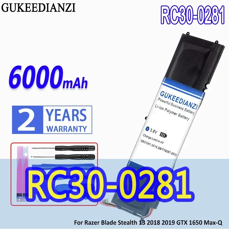 

High Capacity GUKEEDIANZI Battery for Razer Blade Stealth 13 RZ09-03102E52-R3U1 RZ09-02812E71 2018 2019 GTX 1650 Max-Q Stealth13