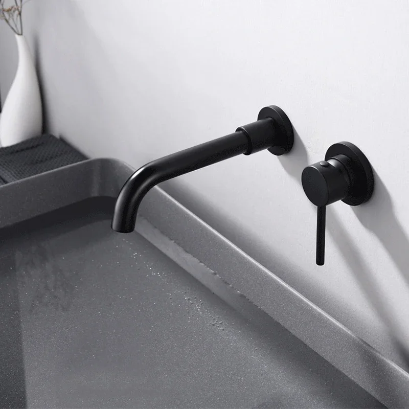 

Wall Mounted Basin Faucet Concealed 360 Degree Swivel Bathroom Vessel Sink Mixer Tap Cold and Hot Water Mixer Tap Single Handle