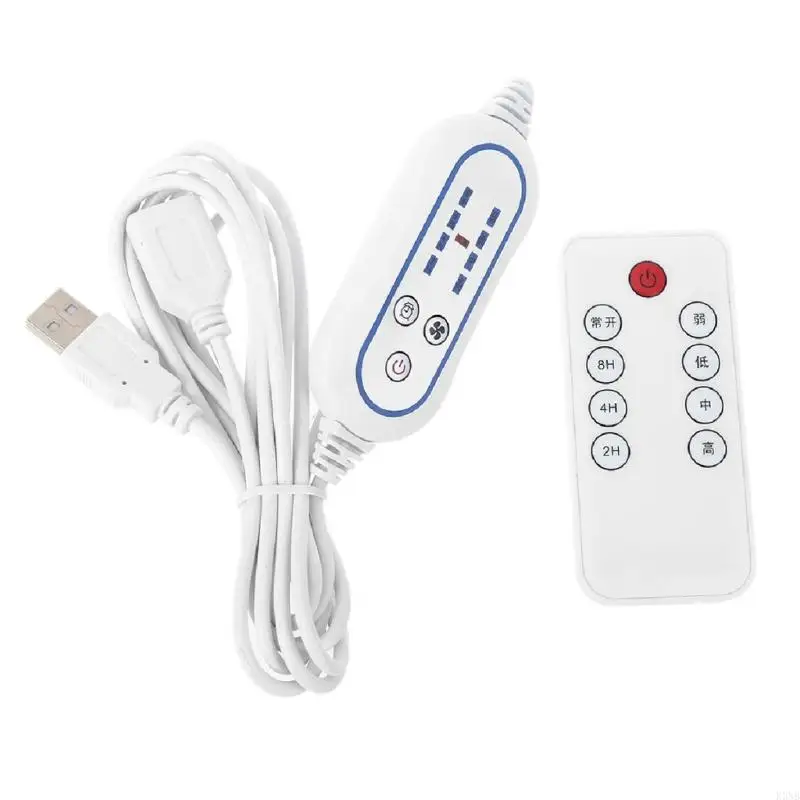 K3NB 15.7 인치 USB 천장 선풍기 리모컨 리모컨 4 속도 타이머 실내 실외 사용