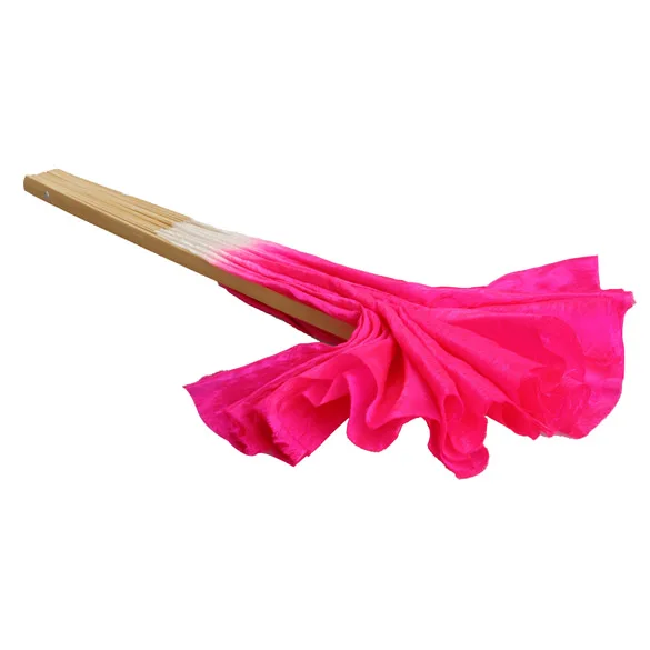 New Colorful Silk Veil Folk Art Chinese Belly Dance Dancing Bamboo Short Fan Silk for Dancing Lover Tool
