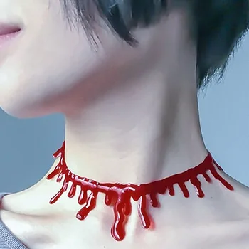 Halloween Bloody Scar Necklace Horror Fake Vampire Choker Girls Cosplay Costume Halloween Party Favors Decorations Kids Gifts 1