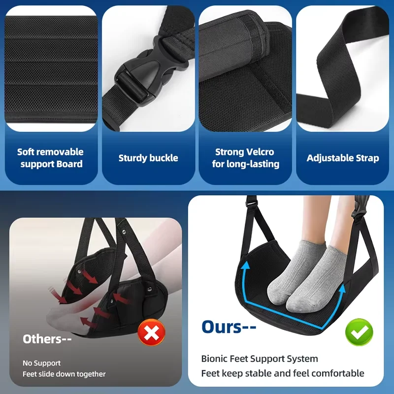 Portable Plane Foot Hammock Flight Support Hammock Foot/Leg Comfort Long Travel