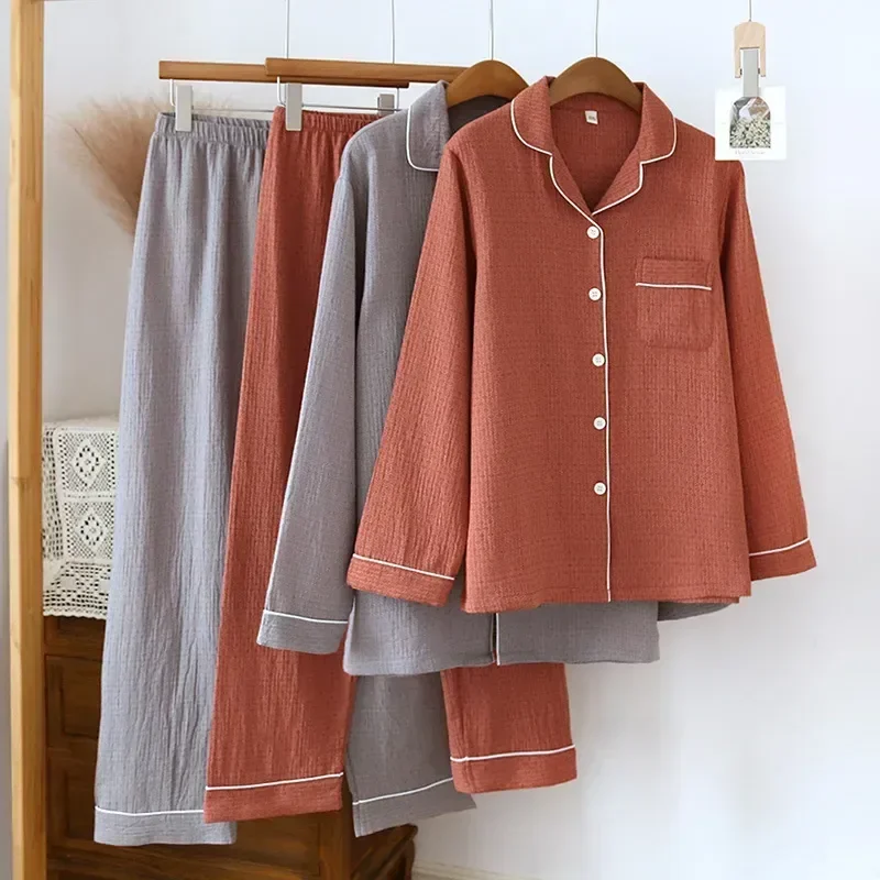 

Хлопковая одежда для отдыха с принтом из 100% материала, зимняя домашняя пижама из окрашенной пряжи для пар, женская двойная одежда для сна, 2023