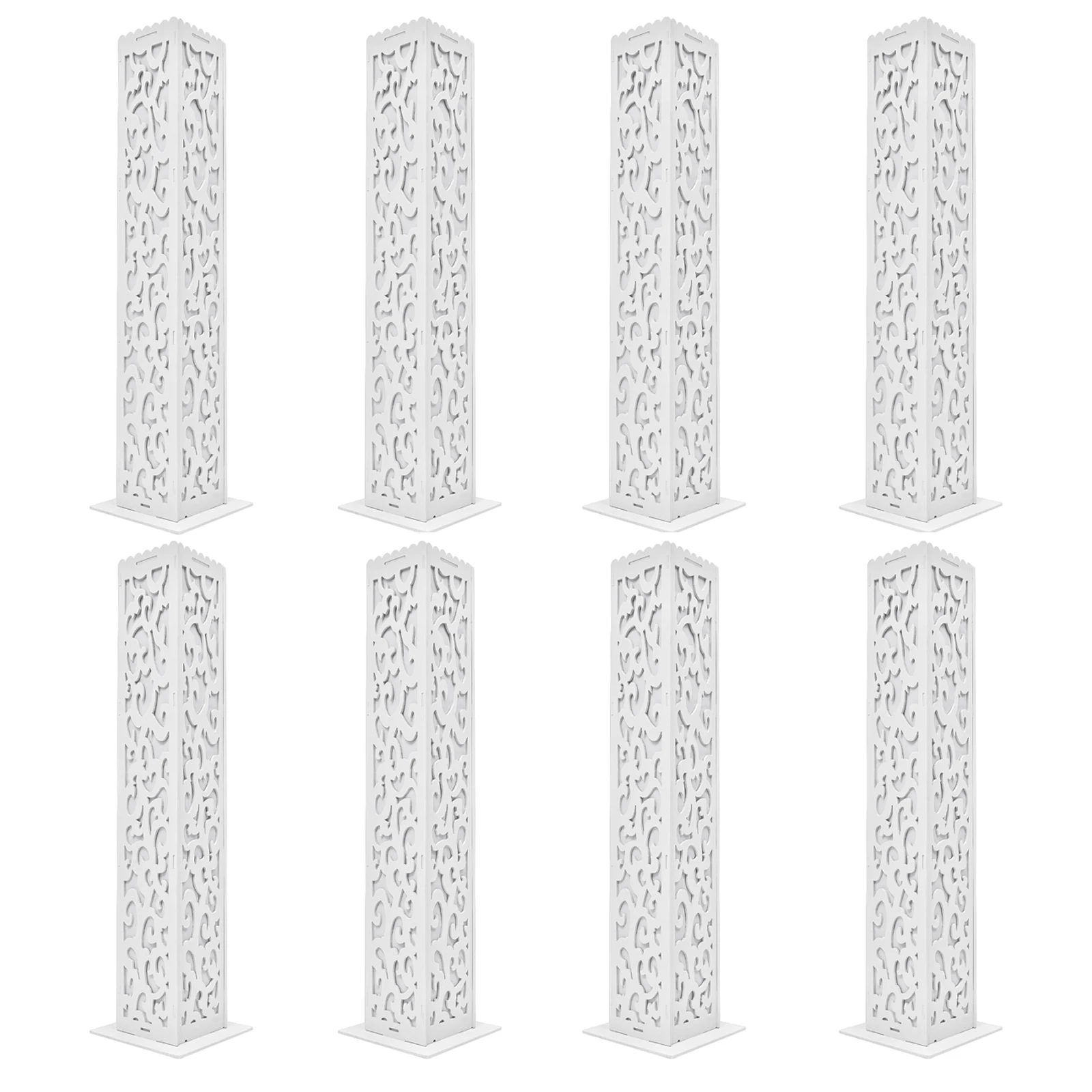 8-Piece Wedding Flower Columns PVC Hollow-Out Flower Satnd with LED Lights Decorative Cloud Pattern for Party Birthday Decor
