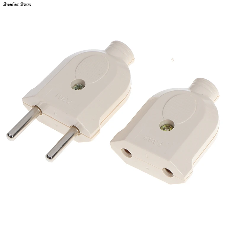 2 Pin EU Plug Male Female Connector Socket for Power Extension power plug adapter power socket adapter conversion plug electrical power socket plug conversion socket electrical sockets power cable plug