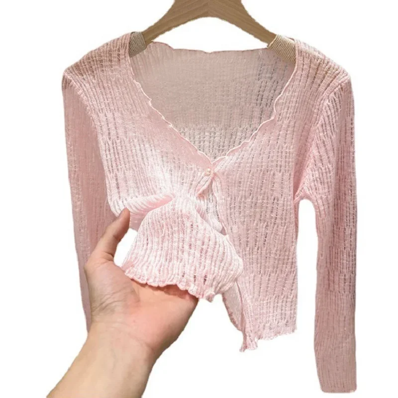 Summer Outwear Sunscreen Cover Up Top Shawl Knitted Cardigan for Women