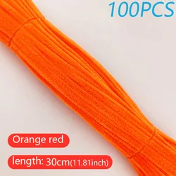 100PCS Vibrant DIY Twisted Wool Craft Sticks for Creative Art Projects (Orange red)