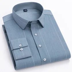 New Bamboo Fiber Stripe Men's Shirt Long Sleeve Slim Fit Spring And Autumn Thin iron-free Fashionable Business Formal Shirts