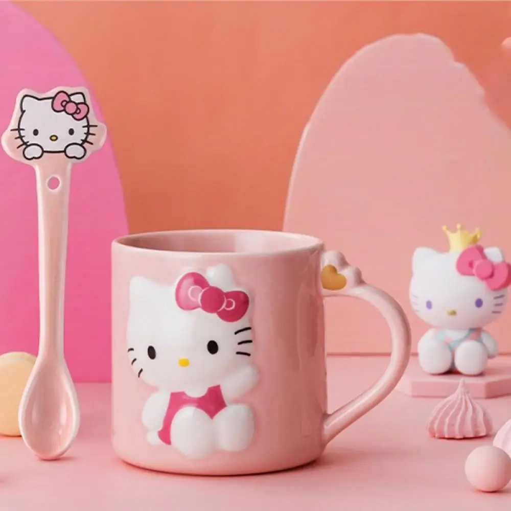 

Kawaii Sanrio Hello Kitty Cup Kt Anime Figure My Melody 350Ml Mug Coffee Ceramics Milk Office Breakfast Tea Gift Box Plush Cute