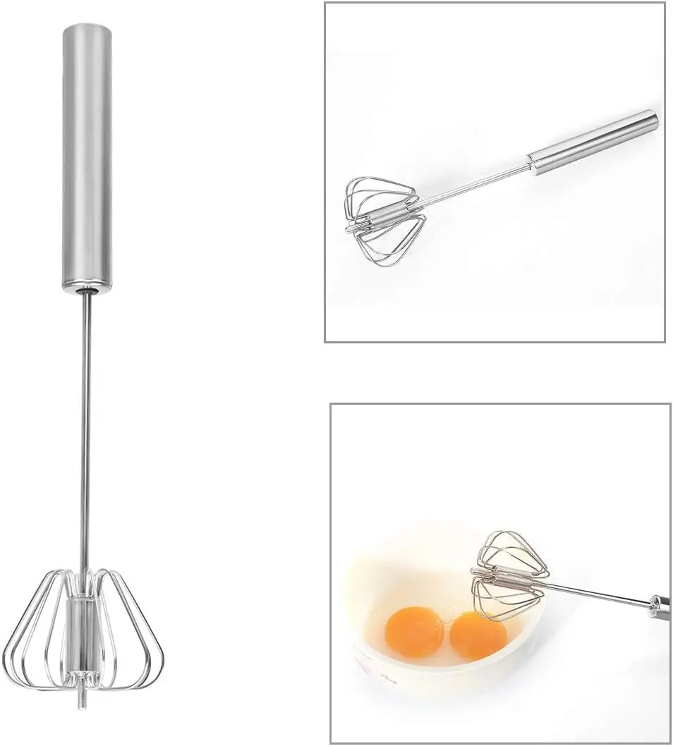 UpdatedEggBeaterStainlessSteelSemiAutomaticRotaryBeaterCooking