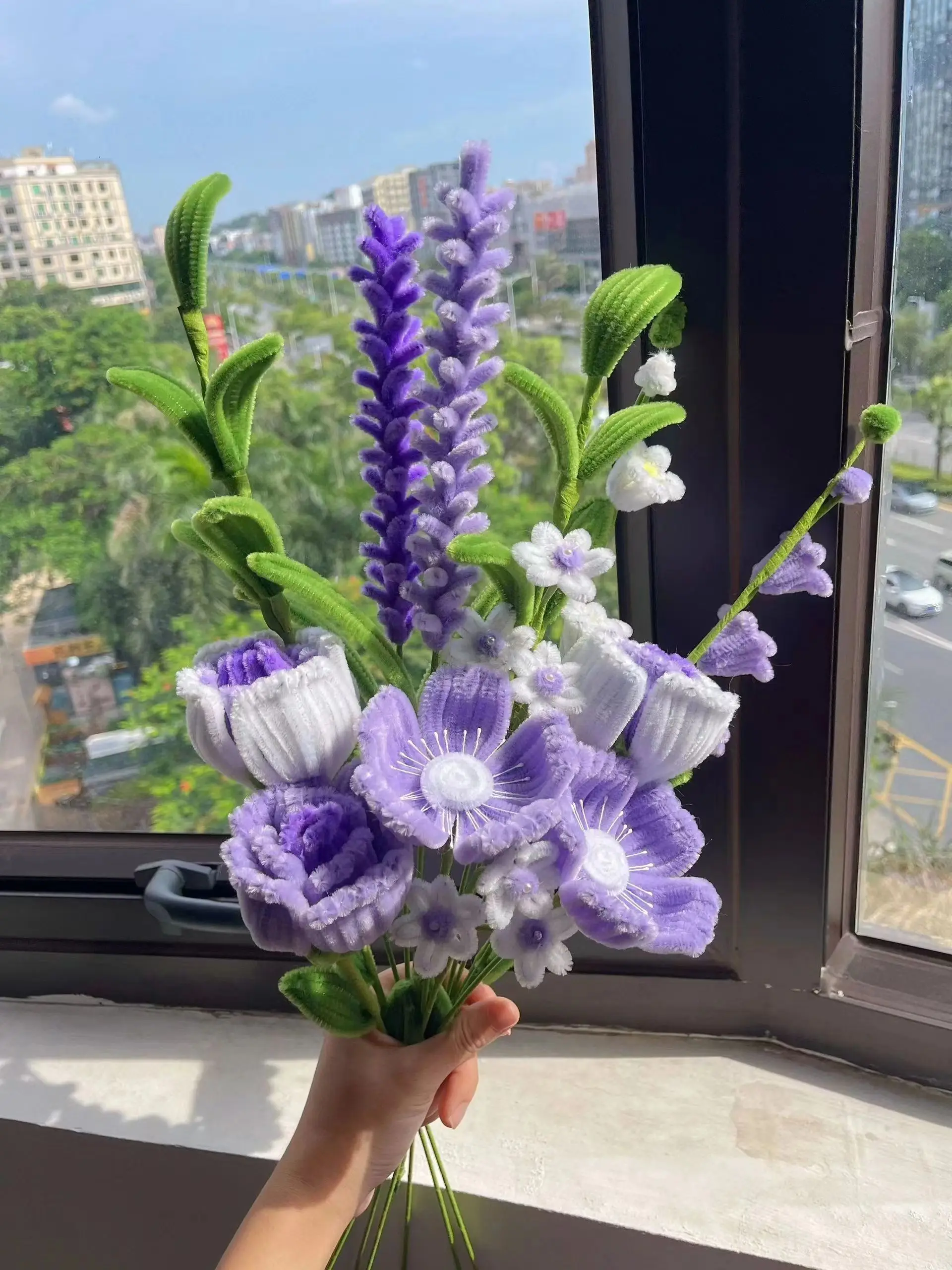 Purple twist stick handmade bouquets diy material package encryption top tulip corn poppy handmade flower material package full