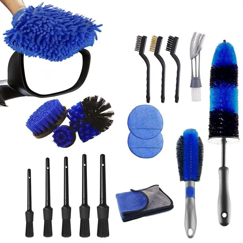 

Car Wheel Tire Detailing Brush Set Tire Brush Brush Set Natural Detailing Brushes Clean For Interior Or Exterior Wheels Tires