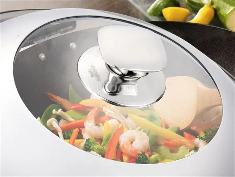 Visible Cooking Wok Pan Lid Stainless Steel Universal Pan Cover Visible Replaced Lid for Frying Wok Pot Quality Dome Cover