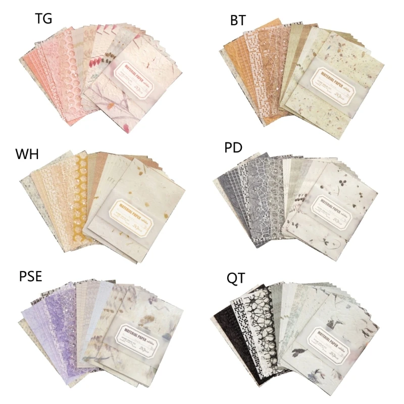 20 Sheets Aesthetic Scrapbooking Paper Scrapbooking Embellishment Paper for Journal Planner Picture Frames M68E