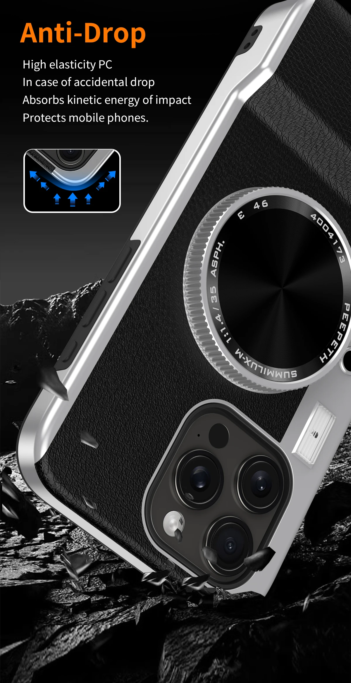 funda de telefono con cámara para iPhone Bluetooth multifuncional magnética Retro para iPhone 16 15 14 13 12 11 Pro Max cubierta a prueba de golpes con espejo cosmético » funda de telefono con cámara para iPhone