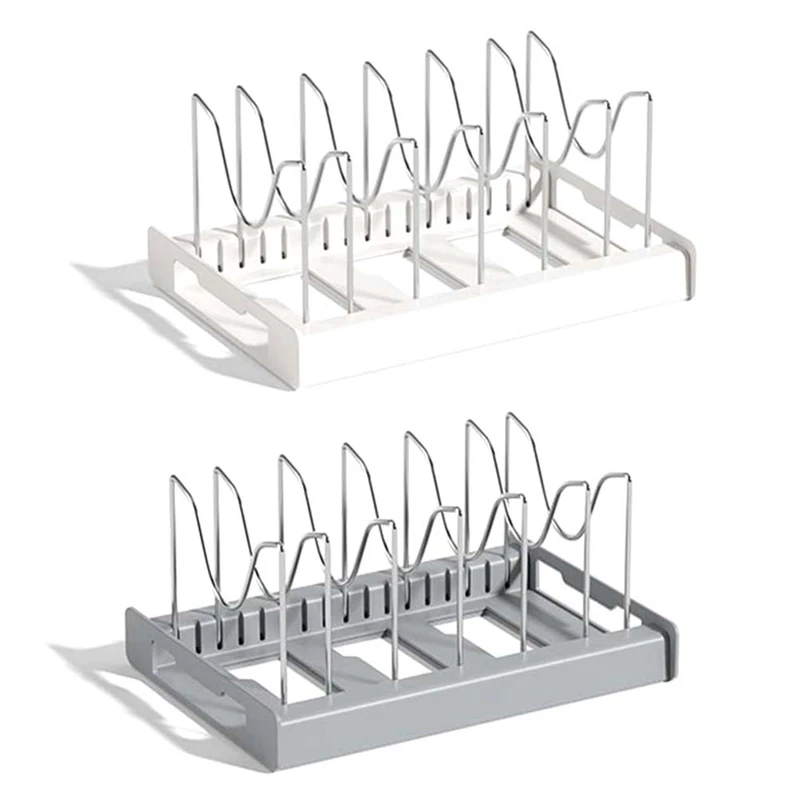 

Расширяемая стойка-органайзер для кастрюль и крышек кастрюль-органайзер для кастрюль с резиновым покрытием для кухонного шкафа