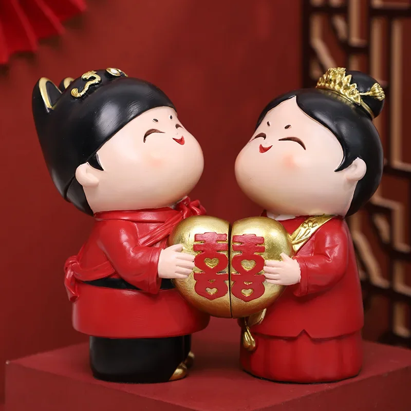 

Resin Wedding Couple Sculpture Collectible for Lover Chinese Decorative Statue for Living Room Gift Home Decorations Shop Table