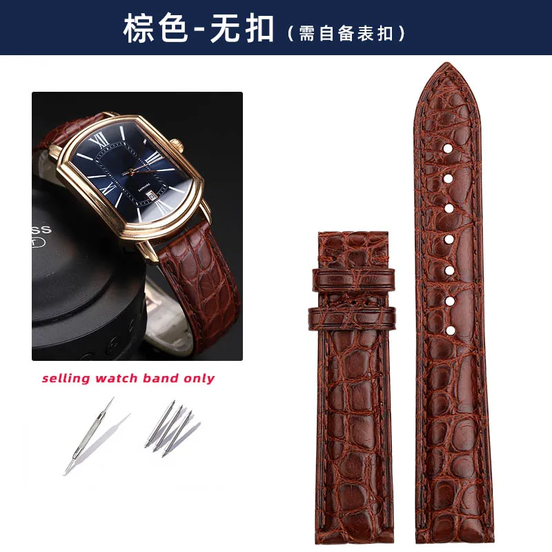 thumbnail image 1 of Correa de reloj de piel de cocodrilo Adaptador Rossini Reloj de pareja con esfera cuadrada 3401/2402 Hebilla de mariposa Cadena de reloj universal resistente al agua, 1 of 5