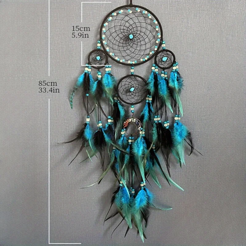 1pcs Blue Life Tree Feather Dream Catcher, Bohemian style home decoration, wall decoration, new home gifts