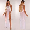 Sexy Womens Mesh Sheer Long Dress Ladies Bikini Cover Up Beach Sundress Solid See-through Long Dress Sleeveless Strap Dress 3